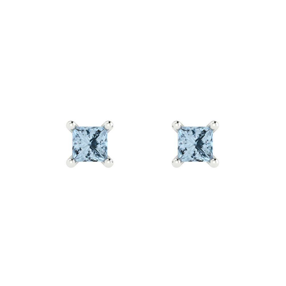 0.5cttw Princess Cut Simulated Blue Diamond Gold-Plated 925 Silver Push Back Stud Earrings