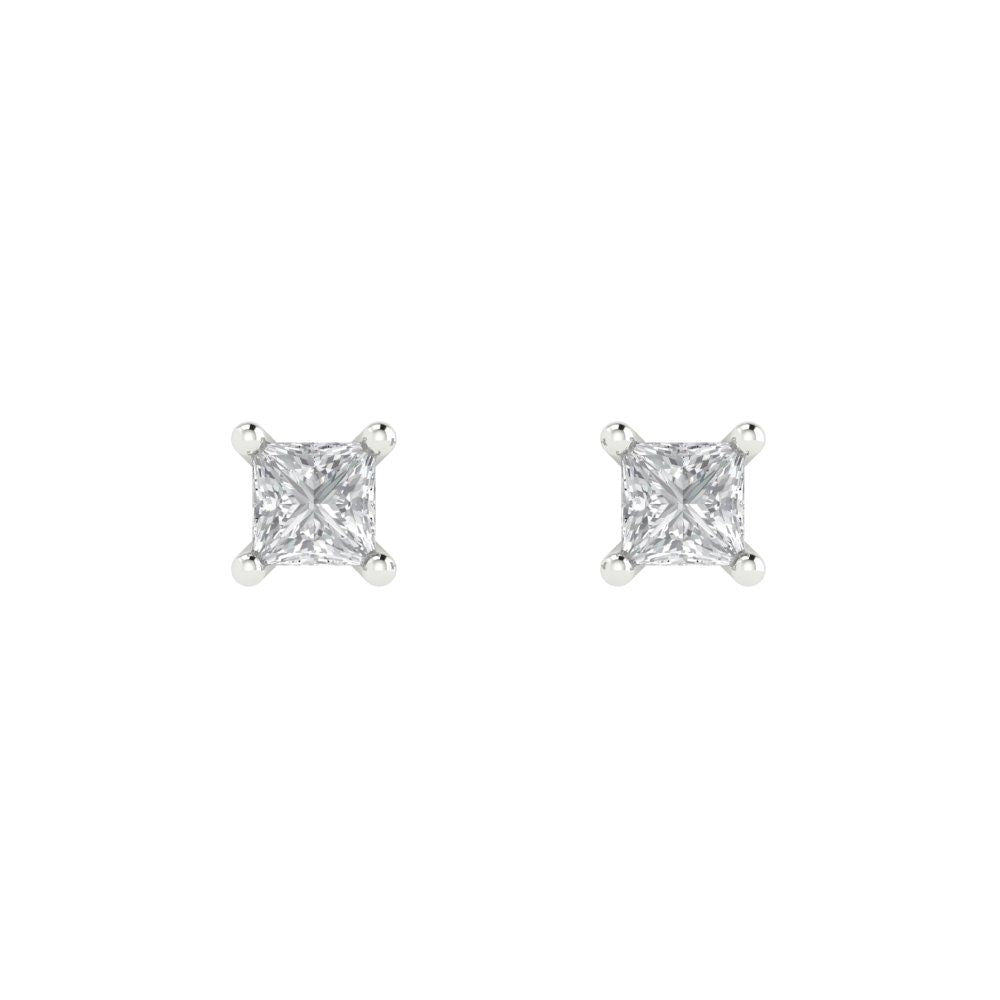 0.5cttw Princess Cut White Sapphire Gold-Plated 925 Silver Push Back Stud Earrings