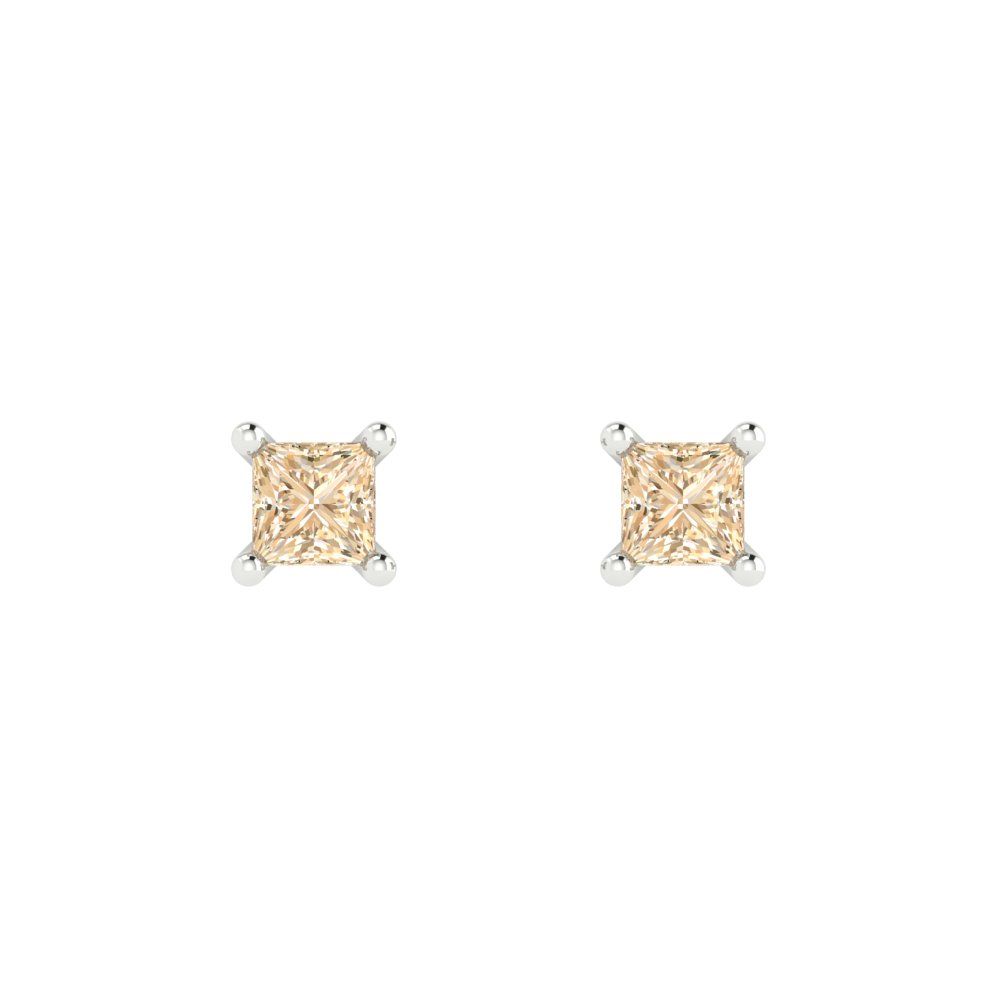 0.5cttw Princess Cut Natural Morganite Gold-Plated 925 Silver Push Back Stud Earrings