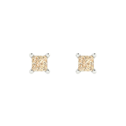 0.5cttw Princess Cut Natural Morganite Gold-Plated 925 Silver Push Back Stud Earrings