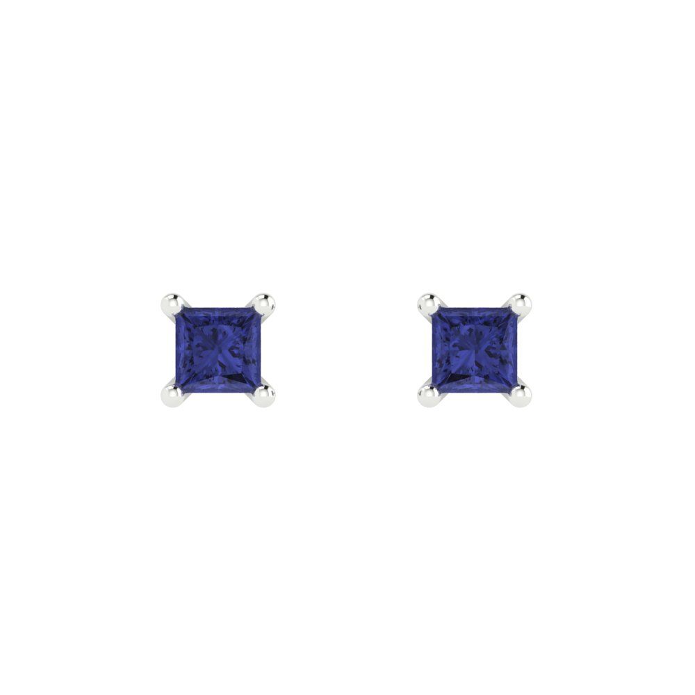 0.5cttw Princess Cut Simulated Tanzanite Gold-Plated 925 Silver Push Back Stud Earrings