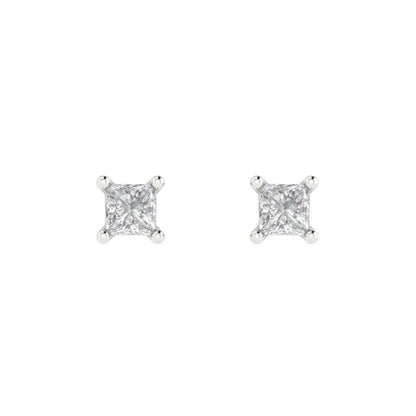 0.5cttw Princess Cut Simulated Diamond Gold-Plated 925 Silver Push Back Stud Earrings
