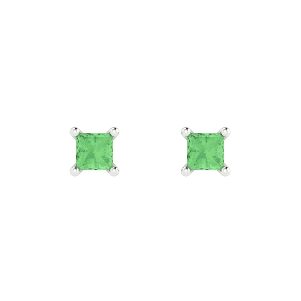 0.5cttw Princess Cut Simulated Green Diamond Gold-Plated 925 Silver Push Back Stud Earrings