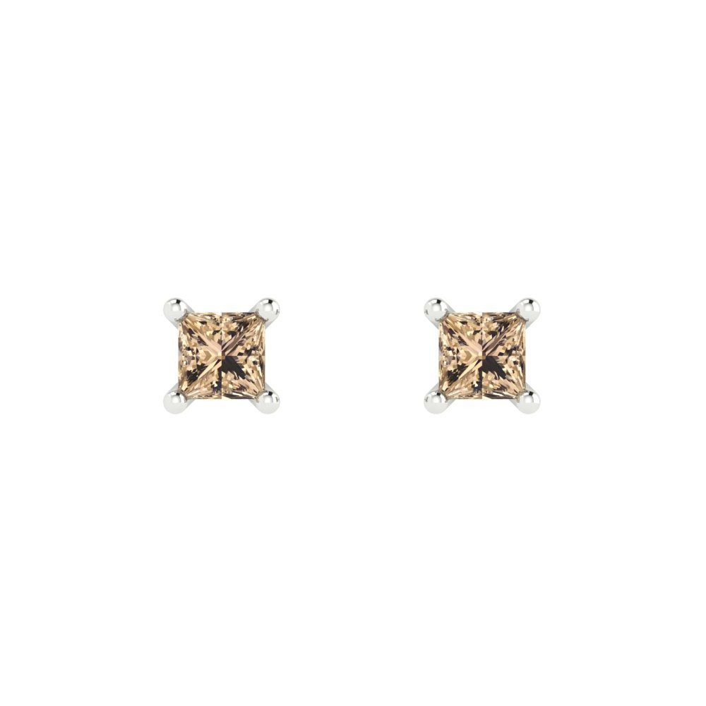 0.5cttw Princess Cut Yellow Moissanite Gold-Plated 925 Silver Push Back Stud Earrings
