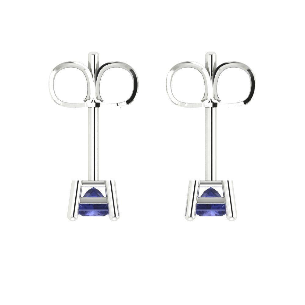 0.5cttw Princess Cut Simulated Tanzanite Gold-Plated 925 Silver Push Back Stud Earrings