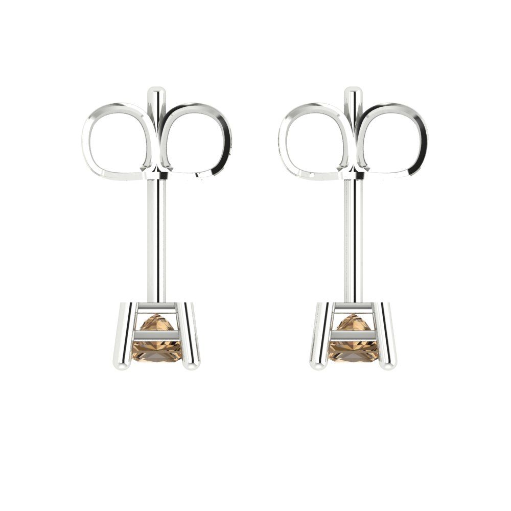 0.5cttw Princess Cut Simulated Champagne Diamond Gold-Plated 925 Silver Push Back Stud Earrings