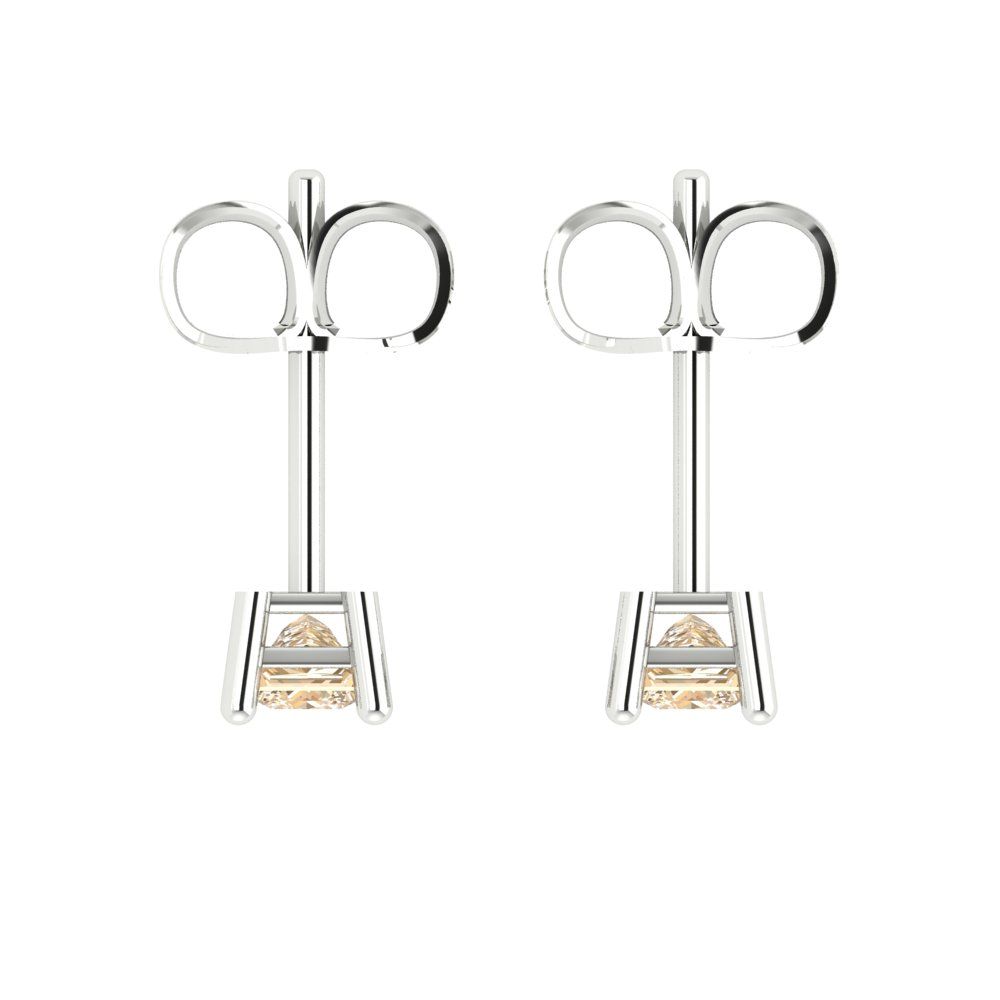 0.5cttw Princess Cut Natural Morganite Gold-Plated 925 Silver Push Back Stud Earrings
