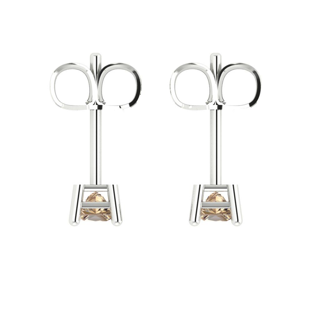 0.5cttw Princess Cut Yellow Moissanite Gold-Plated 925 Silver Push Back Stud Earrings