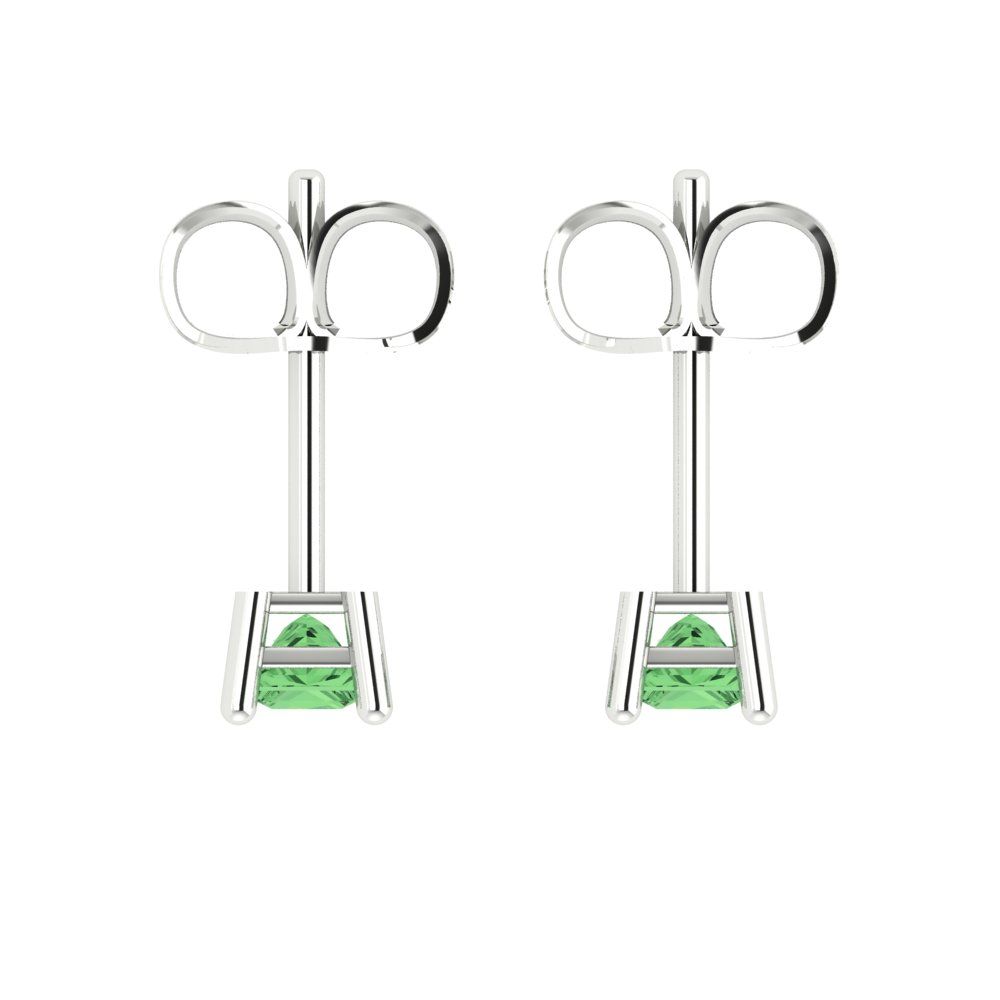 0.5cttw Princess Cut Simulated Green Diamond Gold-Plated 925 Silver Push Back Stud Earrings