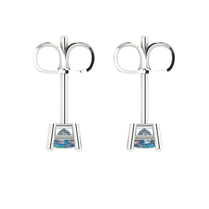 0.5cttw Princess Cut Blue Moissanite Gold-Plated 925 Silver Push Back Stud Earrings