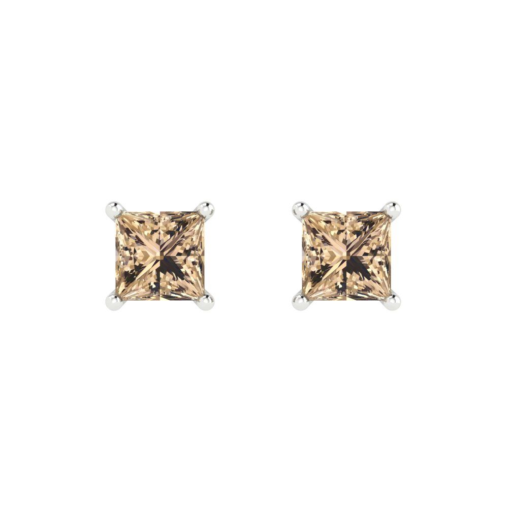 1cttw Princess Cut Yellow Moissanite Gold-Plated 925 Silver Push Back Stud Earrings
