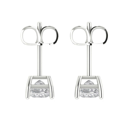 1 ctw Moissanite Studs Earrings | 4.5mm Princess Cut White Gold Push back | April Birthstone
