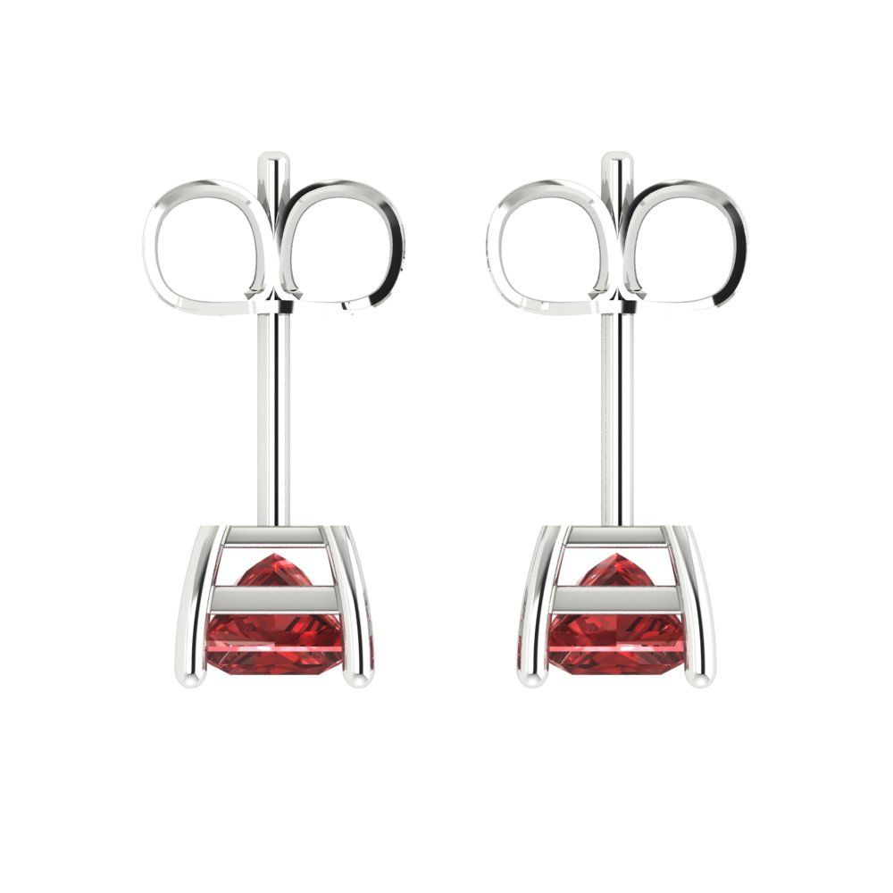 1cttw Princess Cut Natural Garnet Gold-Plated 925 Silver Push Back Stud Earrings