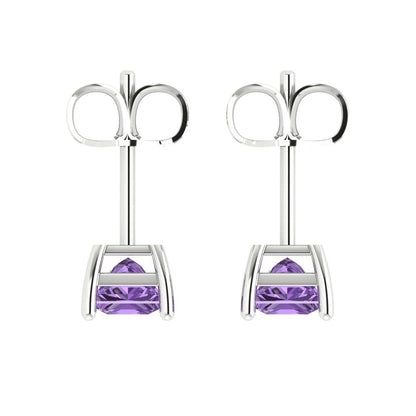 1 ctw Alexandrite Studs Earrings | 4.5mm Princess Cut White Gold Push back | June Birthstone