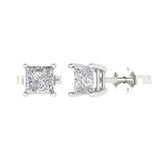 1.5 ct Brilliant Princess Cut Solitaire Studs Natural Diamond Stone Clarity SI1-2 Color G-H White Gold Earrings Push back