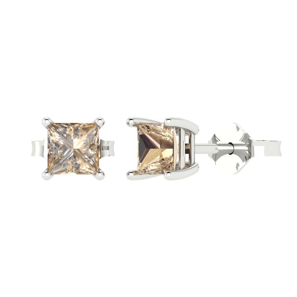 1.5cttw Princess Cut Yellow Moissanite Gold-Plated 925 Silver Push Back Stud Earrings