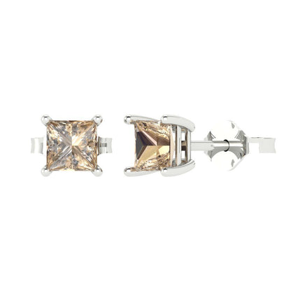 1.5cttw Princess Cut Yellow Moissanite Gold-Plated 925 Silver Push Back Stud Earrings