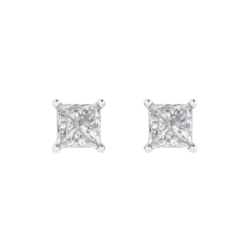 1.5 ct Brilliant Princess Cut Solitaire Studs Natural Diamond Stone Clarity SI1-2 Color G-H White Gold Earrings Push back