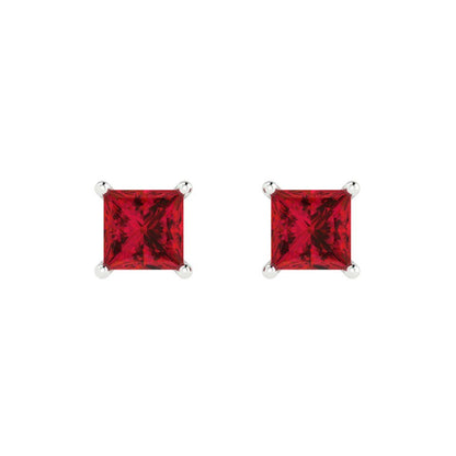 1.5cttw Princess Cut Simulated Pink Tourmaline Gold-Plated 925 Silver Push Back Stud Earrings