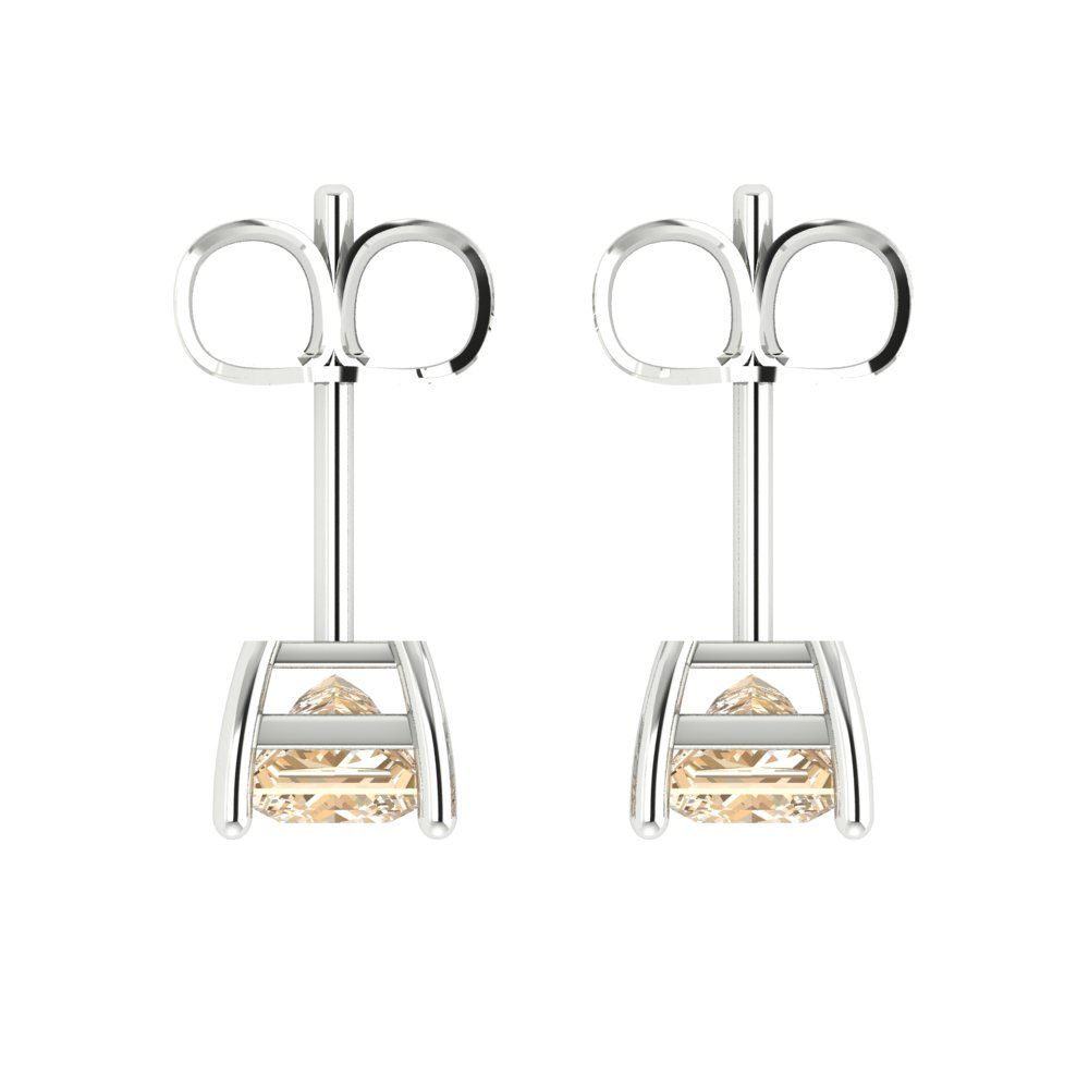 1.5cttw Princess Cut Natural Morganite Gold-Plated 925 Silver Push Back Stud Earrings