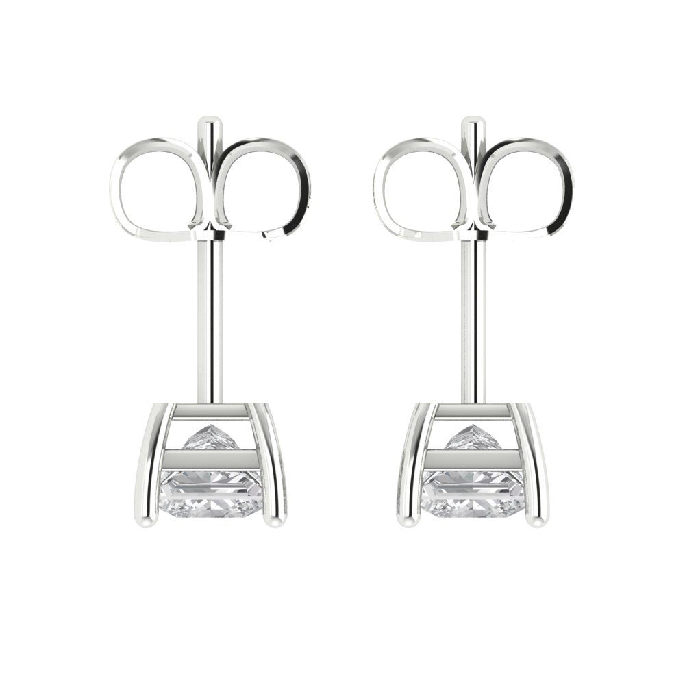 1.5cttw Princess Cut Simulated Diamond Gold-Plated 925 Silver Push Back Stud Earrings