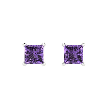 2cttw Princess Cut Simulated Alexandrite Gold-Plated 925 Silver Push Back Stud Earrings