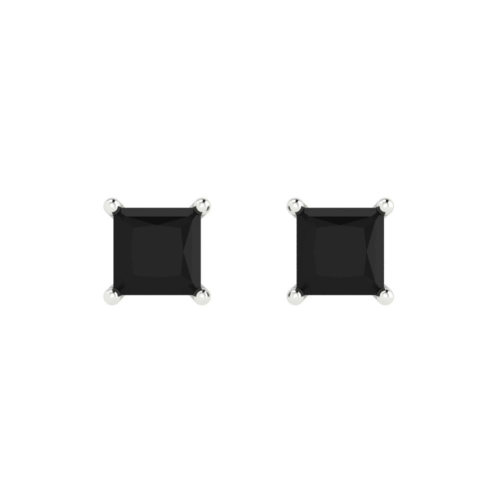 2cttw Princess Cut Natural Onyx Gold-Plated 925 Silver Push Back Stud Earrings