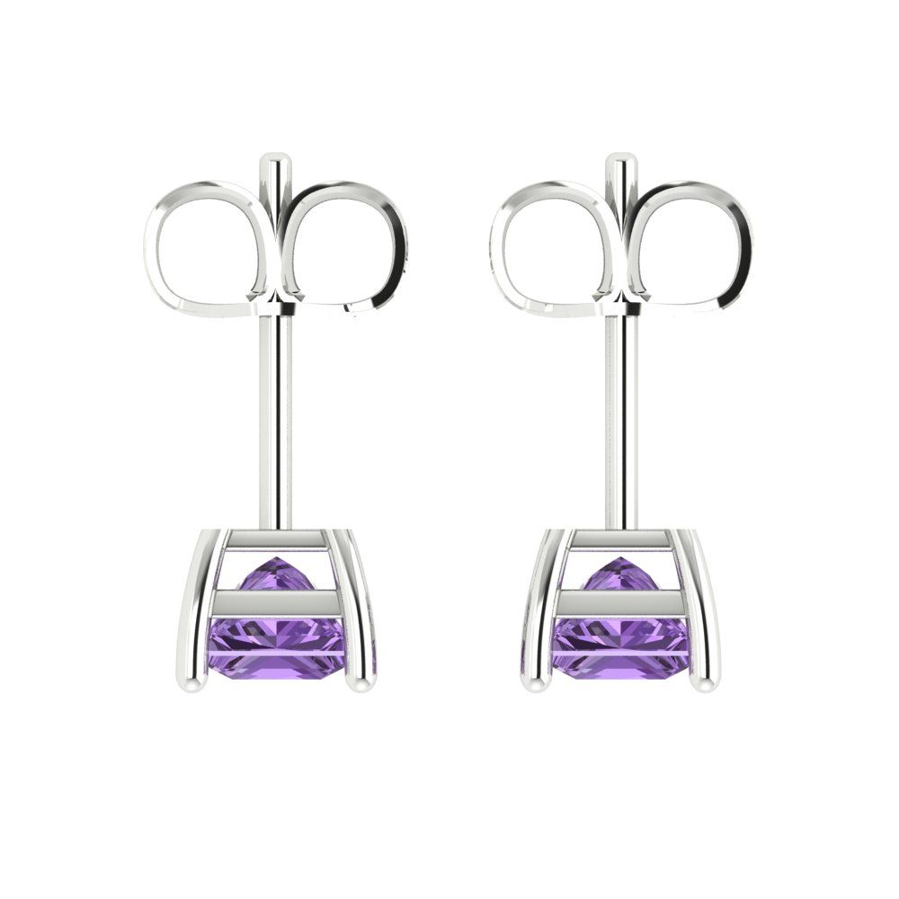 2cttw Princess Cut Simulated Alexandrite Gold-Plated 925 Silver Push Back Stud Earrings