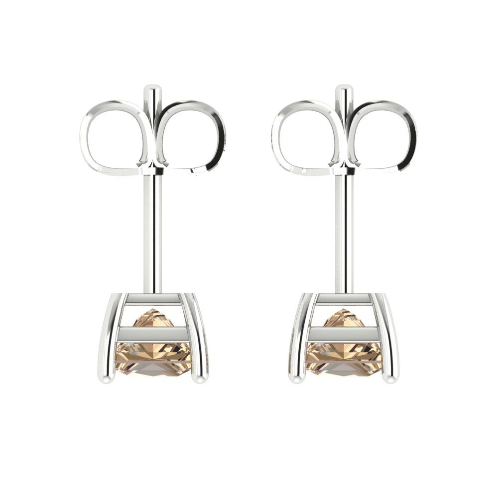 2cttw Princess Cut Yellow Moissanite Gold-Plated 925 Silver Push Back Stud Earrings