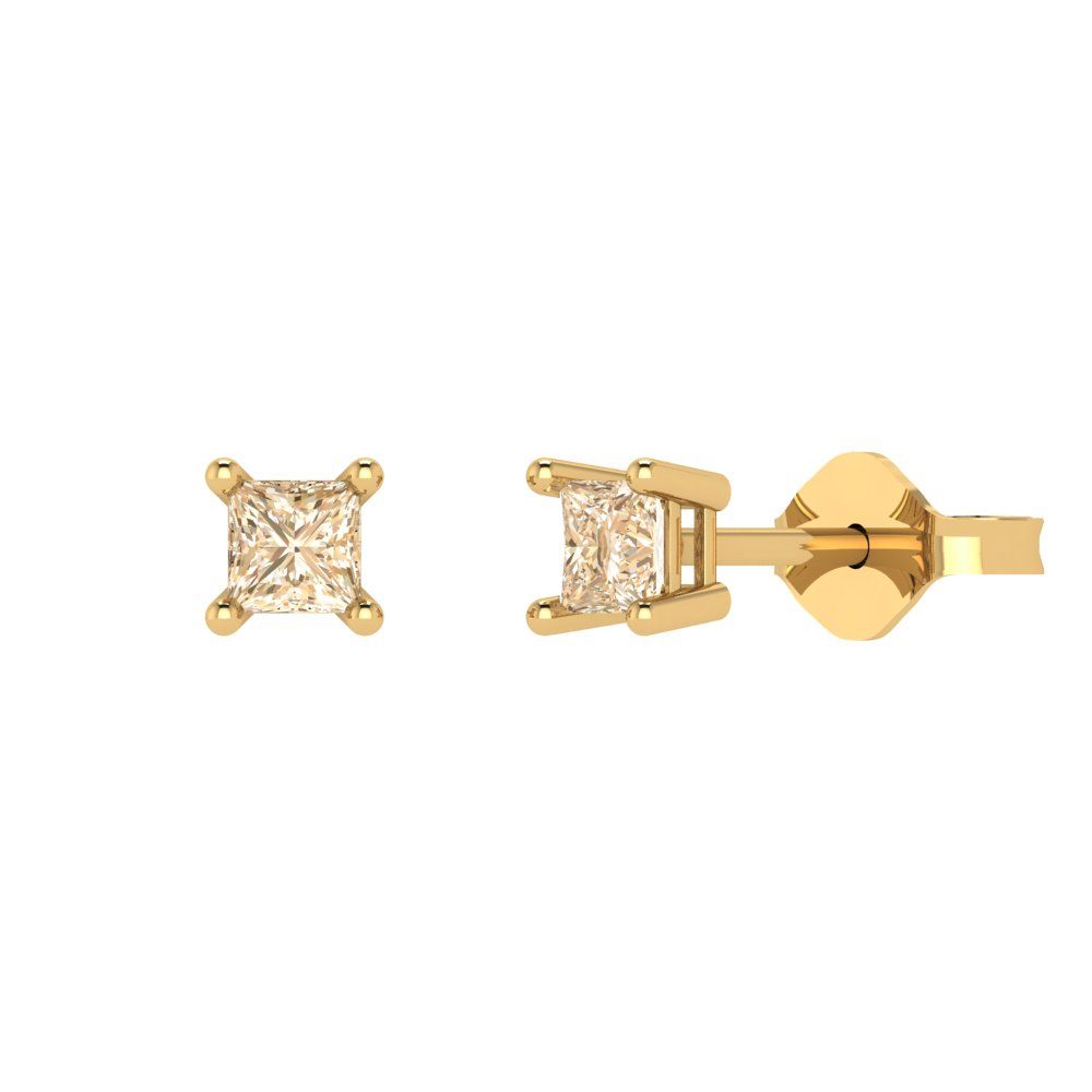 0.5cttw Princess Cut Natural Morganite Gold-Plated 925 Silver Push Back Stud Earrings