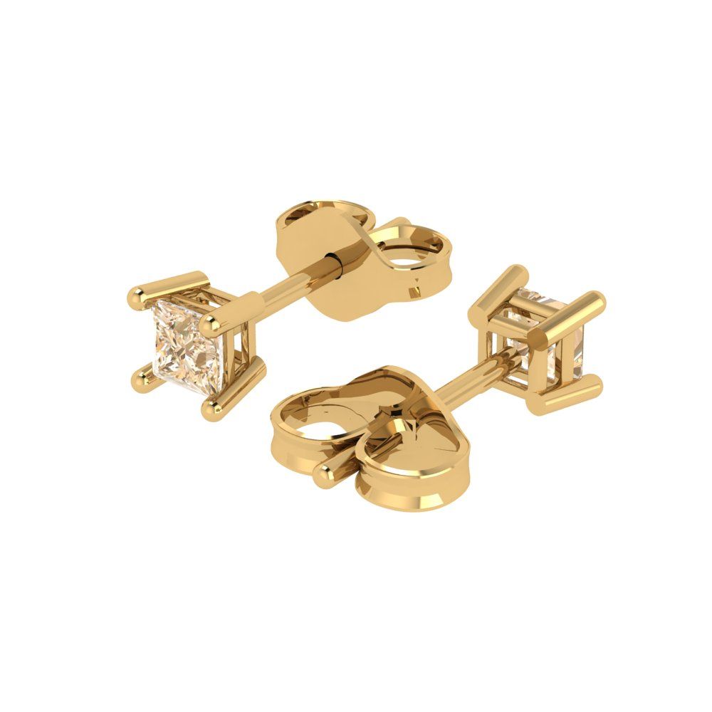 0.5cttw Princess Cut Natural Morganite Gold-Plated 925 Silver Push Back Stud Earrings