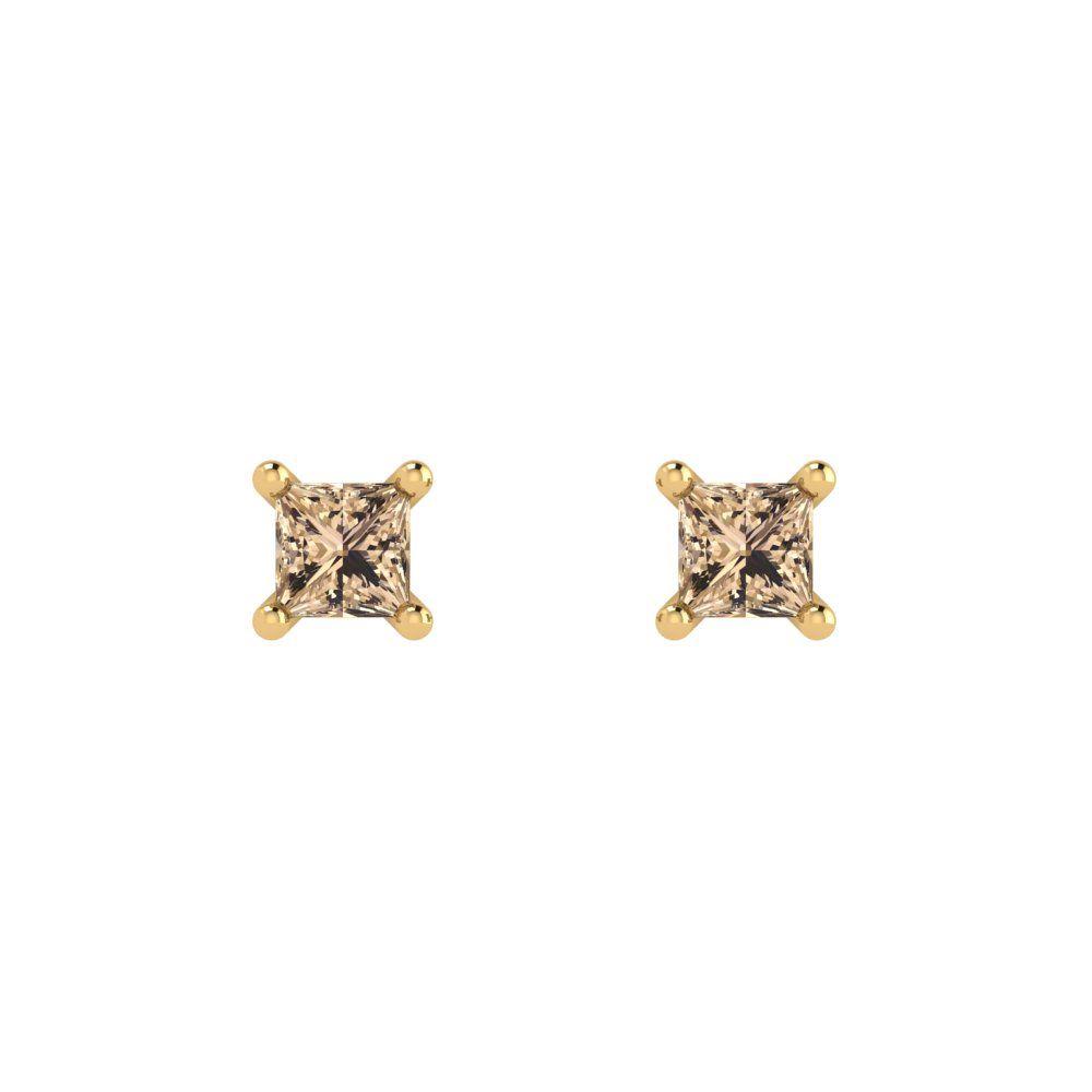 0.5cttw Princess Cut Yellow Moissanite Gold-Plated 925 Silver Push Back Stud Earrings
