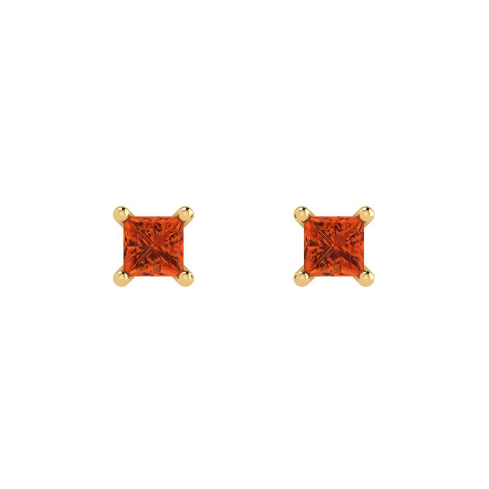 0.5cttw Princess Cut Simulated Red Diamond Gold-Plated 925 Silver Push Back Stud Earrings