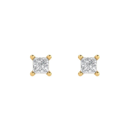 0.5 ctw Moissanite Studs Earrings | 3.5mm Princess Cut White Gold Push back | April Birthstone
