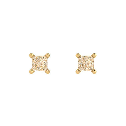0.5cttw Princess Cut Natural Morganite Gold-Plated 925 Silver Push Back Stud Earrings