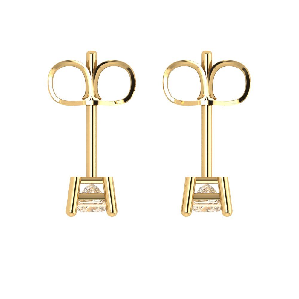 0.5cttw Princess Cut Natural Morganite Gold-Plated 925 Silver Push Back Stud Earrings
