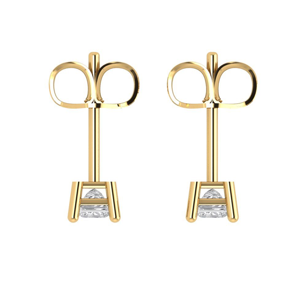 0.5cttw Princess Cut White Sapphire Gold-Plated 925 Silver Push Back Stud Earrings