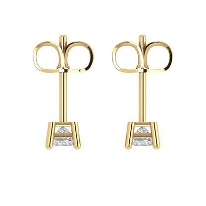 0.5cttw Princess Cut White Sapphire Gold-Plated 925 Silver Push Back Stud Earrings