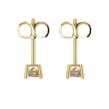 0.5 ctw Yellow Moissanite Studs Earrings | 3.5mm Princess Cut White Gold Push back | April Birthstone