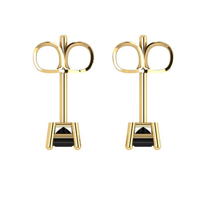 0.5 ctw Onyx Studs Earrings | 3.5mm Princess Cut White Gold Push back | July Birthstone