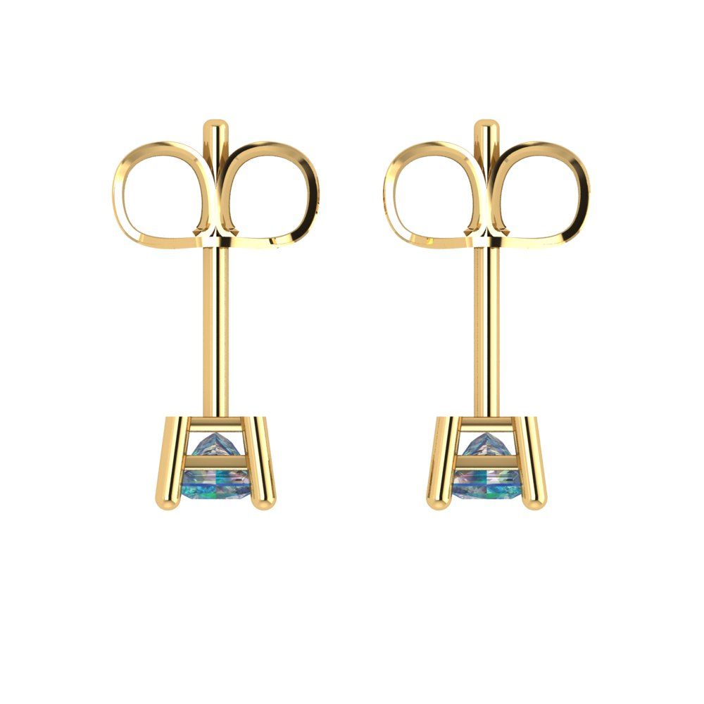 0.5cttw Princess Cut Blue Moissanite Gold-Plated 925 Silver Push Back Stud Earrings