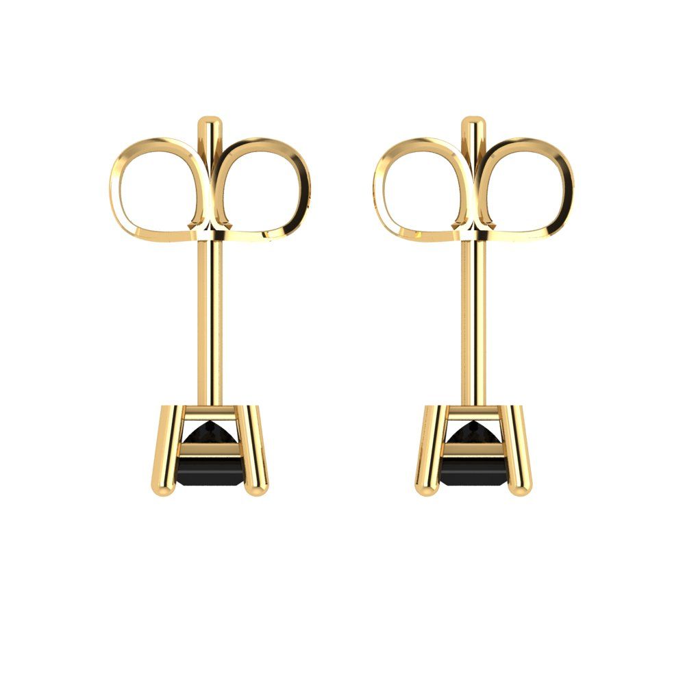 0.5cttw Princess Cut Natural Onyx Gold-Plated 925 Silver Push Back Stud Earrings