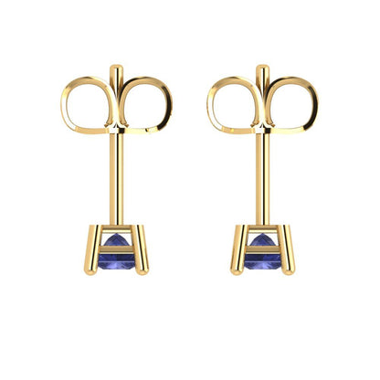 0.5 ctw Tanzanite Studs Earrings | 3.5mm Princess Cut White Gold Push back | December Birthstone