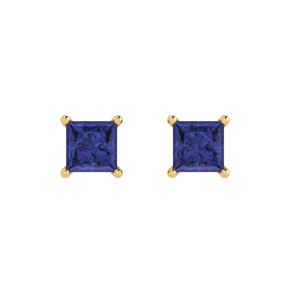 1 ctw Tanzanite Studs Earrings | 4.5mm Princess Cut White Gold Push back | December Birthstone