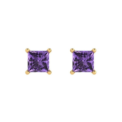 1 ctw Alexandrite Studs Earrings | 4.5mm Princess Cut White Gold Push back | June Birthstone