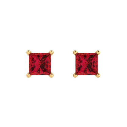 1.5cttw Princess Cut Simulated Pink Tourmaline Gold-Plated 925 Silver Push Back Stud Earrings