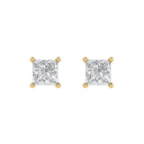 1.5 ct Brilliant Princess Cut Solitaire Studs Natural Diamond Stone Clarity SI1-2 Color G-H Yellow Gold Earrings Push back