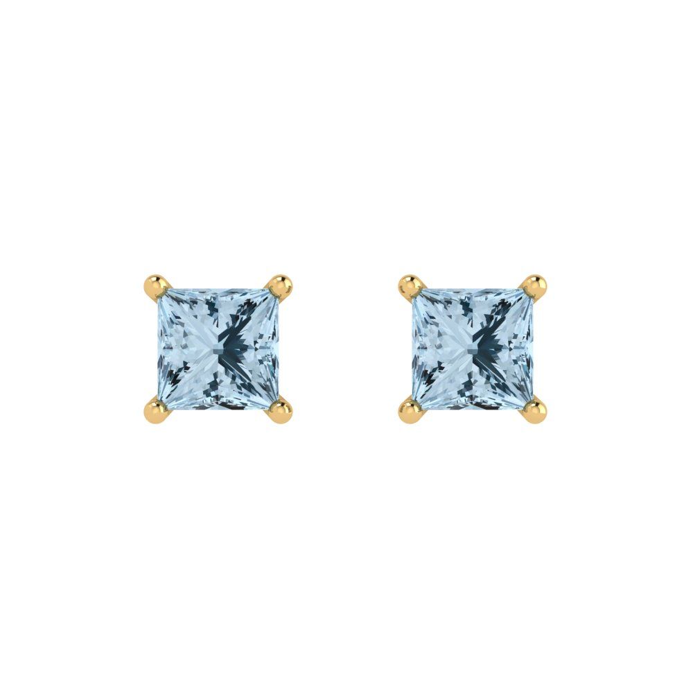 1.5cttw Princess Cut Simulated Blue Diamond Gold-Plated 925 Silver Push Back Stud Earrings