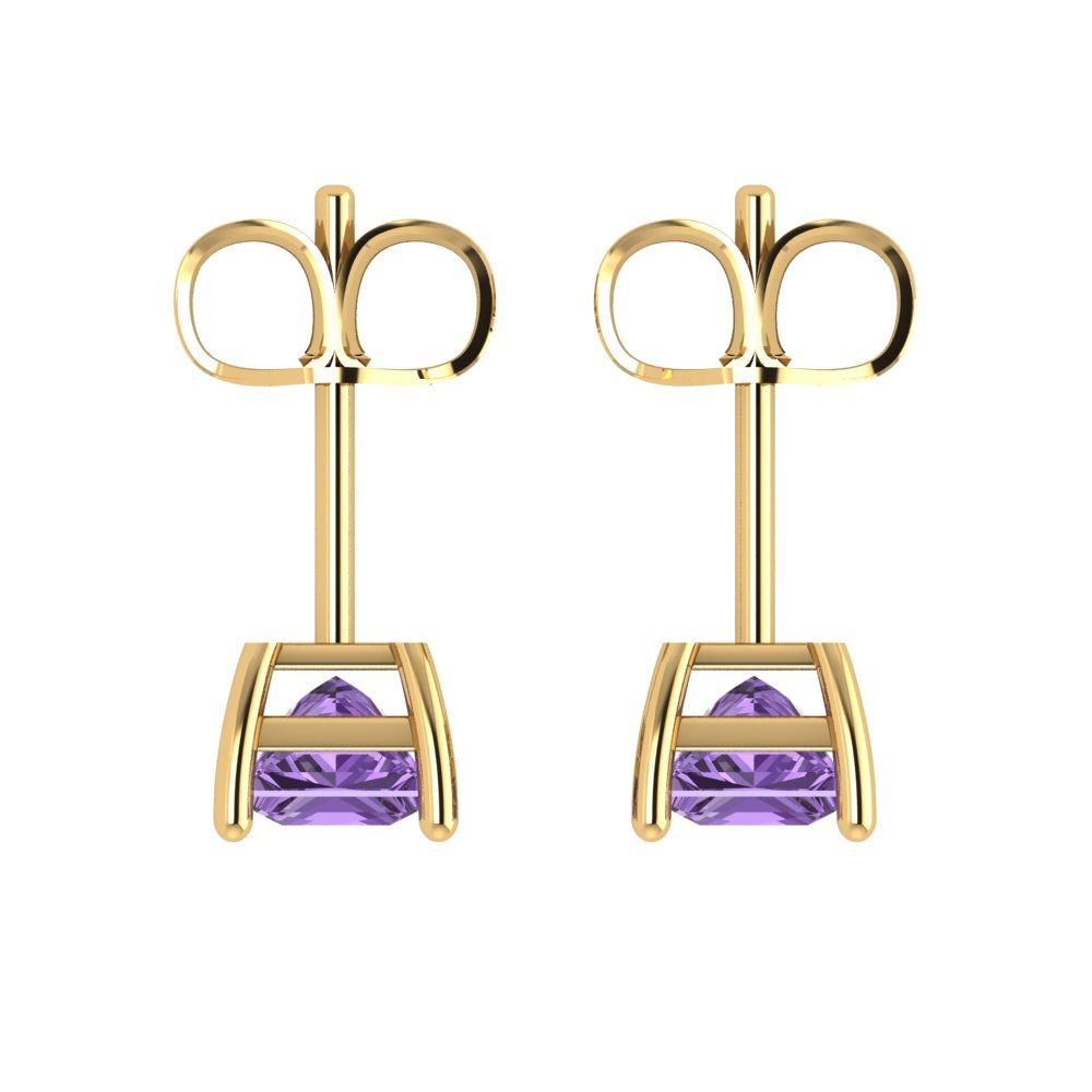 1.5 ctw Alexandrite Studs Earrings | 5.0mm Princess Cut White Gold Push back | June Birthstone