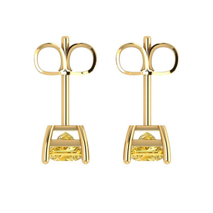 1.5cttw Princess Cut Natural Citrine Gold-Plated 925 Silver Push Back Stud Earrings